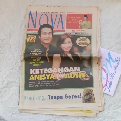 koran tabloid mingguan berita wanita NOVA cover ANISYA BANOWATI DAN ADJIE PANGESTU jadul lama lawas