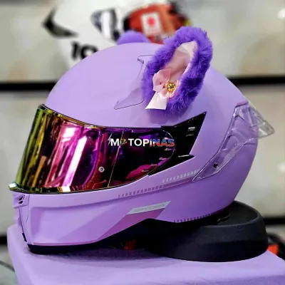 Spyder Fury Full Face Dual Visor Helmet Purple/Pink with Ribbon