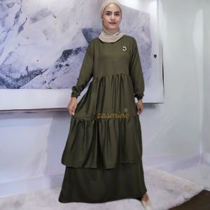 Gamis Wanita polos Dress Rheka Remple bawah model terbaru