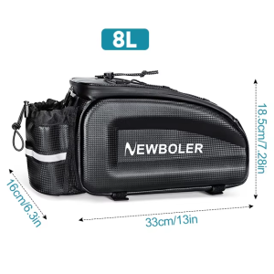 NEWBOLER 8L Hard Shell Bike Trunk Bag Multi Functional Waterproof Bicycle Rear Seat Frame Bag Bike Shoulder Bag Bike Accessories