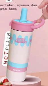 Tumbler Botol Minum Aesthetic Lucu 650ML Anti Tumpah dan Tahan Dingin 2118 Stainless Steel 316 FOLDHAND