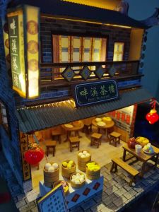 DIY ห้องขนาดเล็ก ชุดโชว์ฉากมินิ จีน ไม้สำหรับบ้าน ประกอบทำด้วย