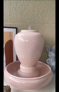 ชุดโอ่งน้ำล้นเซรามิค สีชมพูอ่อน กดเลือกขนาด