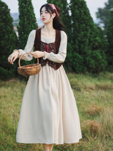 Ethnic Pastoral Style Dress Inner Mongolia Travel Grassland Photo Clothing Xinjiang Travel Wear Womens Clothing Autumn