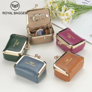 ขนาดใหญ่กล่องเก็บเครื่องประดับขนาดเล็กหนังแท้สมาร์ทคิงที่เก็บแหวนและสร้อยคอ Dompet Koin ย้อนยุคพร้อมล็อครอยจูบสำหรับผู้หญิง4894