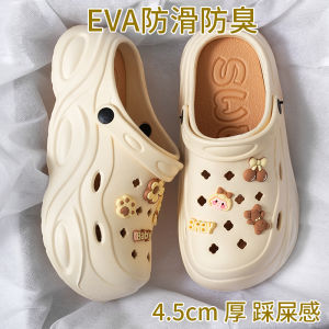 รองเท้าแตะส้นสูงสำหรับผู้หญิง ทรงหัวมน พื้นยาง สวมใส่สบาย สำหรับกลางแจ้ง ฤดูร้อน รองเท้าแตะแบบสวมหัว รองเท้าแตะแบบสวมหัว