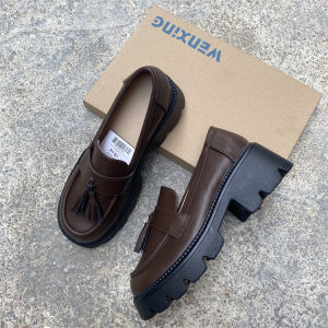 Export Small Leather Shoes New New Arrival British College Style Thick Sole round Toe Tassel Loafers Plus Size Comfortable Womens Shoes