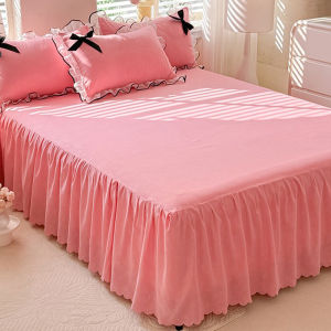 Antislip Lace Trim Flannel Bed Skirt