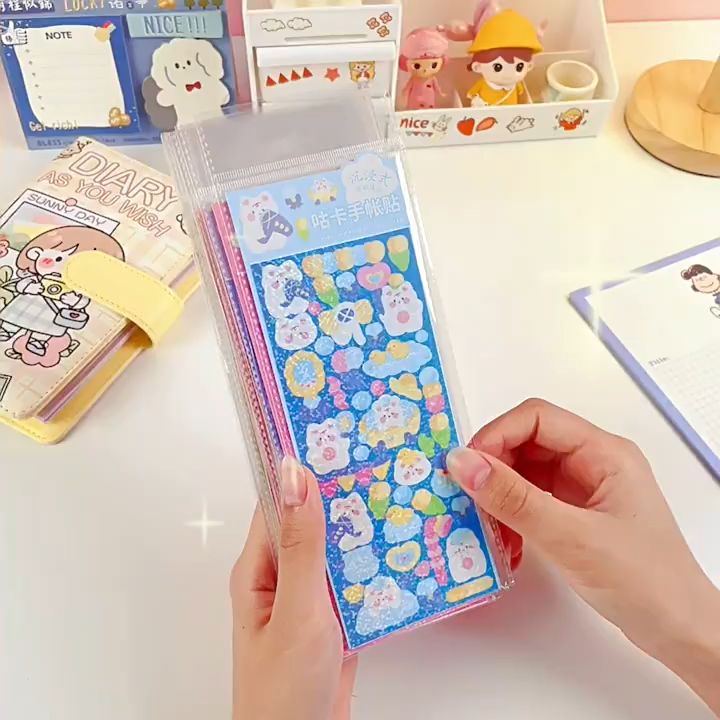 Stiker Korea Jepang Viral Hologram Bunny Moe Cute Kawaii Lucu Karakter Bear Mainan Anak Sticker Aestethic