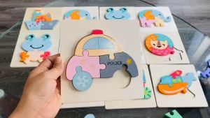 Tranh ghép gỗ 3D cho bé ghép hình gỗ nổi cao cấp in hình nhiều mẫu ngộ nghĩnh phát triển trí tuệ giáo dục sớm cho bé