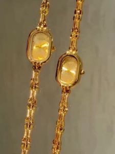 LSVTR | Đồng Hồ Nữ Mặt Vàng Nhỏ Nhắn Máy Quartz Phong Cách Pháp Cổ Điển Sang Trọng Dây Đeo Kim Loại Đa Năng Chống Nước Dây Đeo Hợp Kim Cao Cấp.