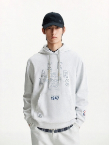 Jack Jones | NBA Co-Branded Drawstring Hooded Embroidery Print Mens Sweatshirt
