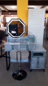 Meja Rias / Dressing Table / Rak Make Up Putih Kaca LED Touch