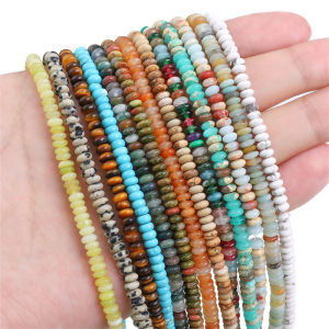 4x2mm Natural Stone Disk Beads Tiger Eye Agate Jade Aventurine Amazonite Howlite Stone Beads for Necklace Bracelet DIY Jewelry Making 15" 38cm Approx 160pcs