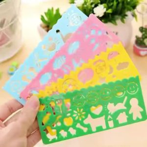 4PCS Kids Drawing Toys Painting Template Board Plastic Ruler Art Craft Juguetes Learning Draw Educational Toys For Children Gift