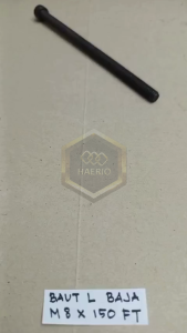 BAUT L M8X150 BAJA FULL DRAT PANJANG 15CM 15 CM M8 X 150 BAUD 12 DIAMETER DRAT 8MM KUNCI L 6 L6 PITCH DRAT 1.25 GRADE 12.9 8X150 8 X 150 150MM 150 MM HAERIO FASTENER skrup sekrup