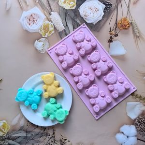 6-cavity bear shaped silicone cake baking tray suitable for bread brownie pancakescake molds DIY non stick baking molds