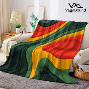 BILIBILI | Retro Green Red Wave Tile Flannel Blanket Warm Soft Halloween Christmas Decorative Couch Warm Cozy All-Season Gift