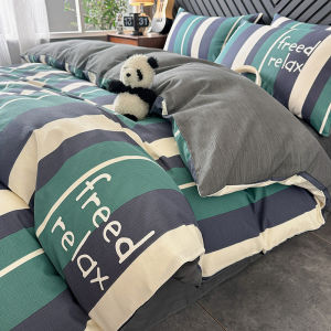 ผ้าห่มแบบสามชิ้นผ้าฝ้ายแท้สไตล์ยุโรปสำหรับนักเรียน ผ้าห่มแบบสี่ชิ้นแบบเรียบง่าย ผ้าฝ้ายแท้ ผ้าห่มผู้ชาย ผ้าห่มผู้หญิง