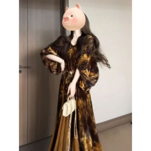 New Chinese Style National Trend Design Spliced Long Dress High Fashion Tea Break Skirt This Years Popular Big Brand Dress