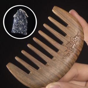 Portable Mini Wide Tooth Massage Comb Head Meridian Green Sandalwood Brush Natural Hair Care Tool Personal Grooming Instrument