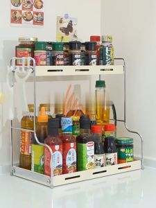 Spice Rack Rak Rempah Rak Dapur Steel Countertop Storage Seasoning Rack Rak Botol Kicap Dan Sos Kitchen Organizer Storage Rack