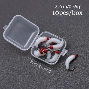 MrLurion 10pcs/box 2cm earthworm softbait lure for fishing tackletrout salmon bass fishing worm lure insect bait with hook