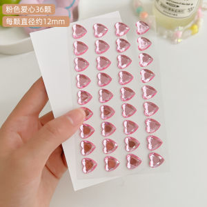 Laser Shiny Diamond Crystal Stickers 3D Heart Design Mobile Phone Case Decorations Adhesive Labels Creative Business Supplies