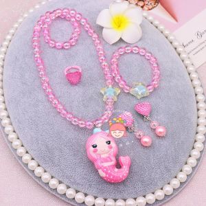 Ready Stok 🇲🇾1 Set (5pcs)Children LED Princess Necklace Bracelet Set 儿童公主带灯款项链手链套装are
