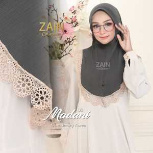 Zain - Hijab Instan Madani 03 Full Plisket Variasi Renda Prada Gold Keliling High Quality