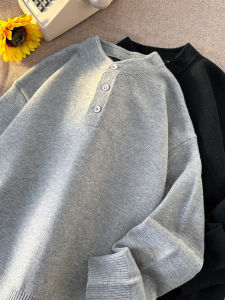 เสื้อสเวตเตอร์ถักทรงหลวมสำหรับผู้ชายและผู้หญิง ฤดูใบไม้ร่วง/ฤดูหนาว ทรงหลวม คอฮันนา ทรงหลวม เสื้อคลุมแฟชั่น Cleanfit