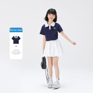 zosee | Bộ Đầm Polo Cổ Tay Ngắn Cho Bé Gái Mùa Hè