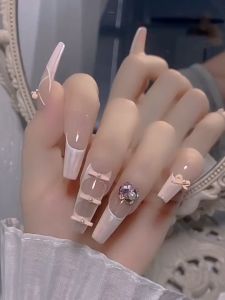 Ardour 10Pcs Nails Bowknot 3D Alloy Silk Ribbon Pink Bow Nail Art Decorations Nail Accessories