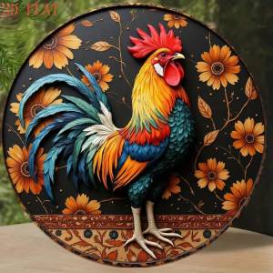 Rustic Farmhouse Sunflower Metal Wall Decor 8 Inch Round Vintage Sign for Home Indoor Outdoor