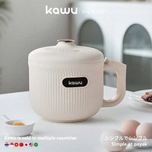 Kawu 1.2L Multi-Functional Mini Rice Cooker Smart Control Suitable for Noodles Porridge & Hot Pot500W Non-Stick Electric Cooking Pot