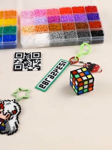 2.6mm Fuse Beads Kit 14000 Pcs 24 Colors Mini Fuse Beading Kit Tiny DIT Iron Beads Crafts Set for Kids Birthday Gifts Colored Class