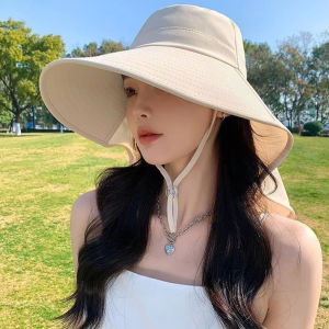 Wide Brim Sun Hat Women Anti-UV Protection Outdoor Hiking Fisherman Cap Fold Summer Beach Hat Neck Protection Sun Visors