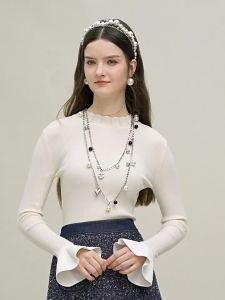 AIVEI | Elegant Knit Top with Bell Sleeves and Half Turtleneck for Layering