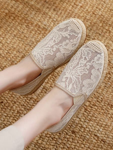 Womens Summer Slip-On Fishing Shoes Low-Top Breathable Mesh Flat Bottom Canvas Casual Shoes Rubber Sole round Toe
