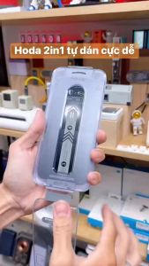Kính cường lực Hoda 2in1 Chống nhìn trộm & chống bấm vân tay cho Smart IPhone 16 / 16 Pro Max . 15 ProMax 15 Pro 14 Promax 13 Promax 12 Promax kèm khung tự lấy bụi dễ dán