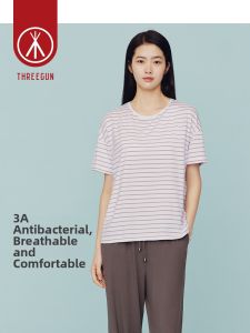 THREEGUN | Antibacterial Striped T-Shirt