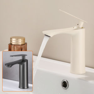 Chromium Plated Bathroom Faucet Single Hole Copper Core for Hot And Cold Water Cream White Kitchen Sink Tap Home Use