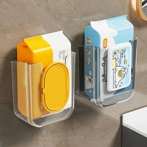 Wet wipe storage box tissue box toilet and bathroom wall-mounted face towel box kitchen upside-down non-perforated tissue box