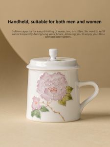YOGEHOME | Hand-painted Ceramic Mug with Lid Single Cup