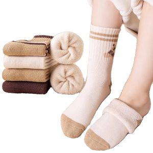 Tất Cotton Dày Dặn Có Lông Cừu Cho Trẻ Em Mùa Thu Đông Dài Đến Bắp Chân Thoải Mái Thoáng Khí Chống Trượt Dành Cho Bé Gái Và Bé Trai