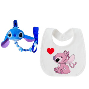 Disney | Baby feeding bib with patterned coverall infant saliva cap newborn soothing pacifier holder newborn toddler childs bib baby