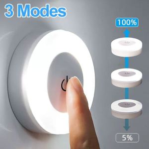 3 Modes LED Touch Night Lights USB Rechargeable Base Wall Lamp Bedroom Kitchen Wardrobe Closet Dimming Night Lights