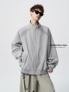 NANSSE | Deconstructed Splicing Stand Collar Jacket Loose Fit Versatile Workwear Style