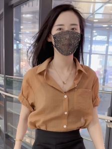Summer Womens Loose Fit Short Sleeve Shirt Versatile Design Sensation Korean Style Top Fashionable Casual Businesswear