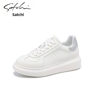 Leather Thick Sole Womens Sneakers